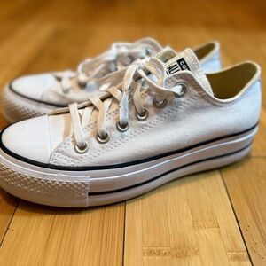 Converse Off-White Canvas Platform Sneakers